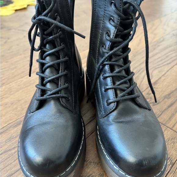 Black Lace-Up Combat Boots - Picture 8 of 10